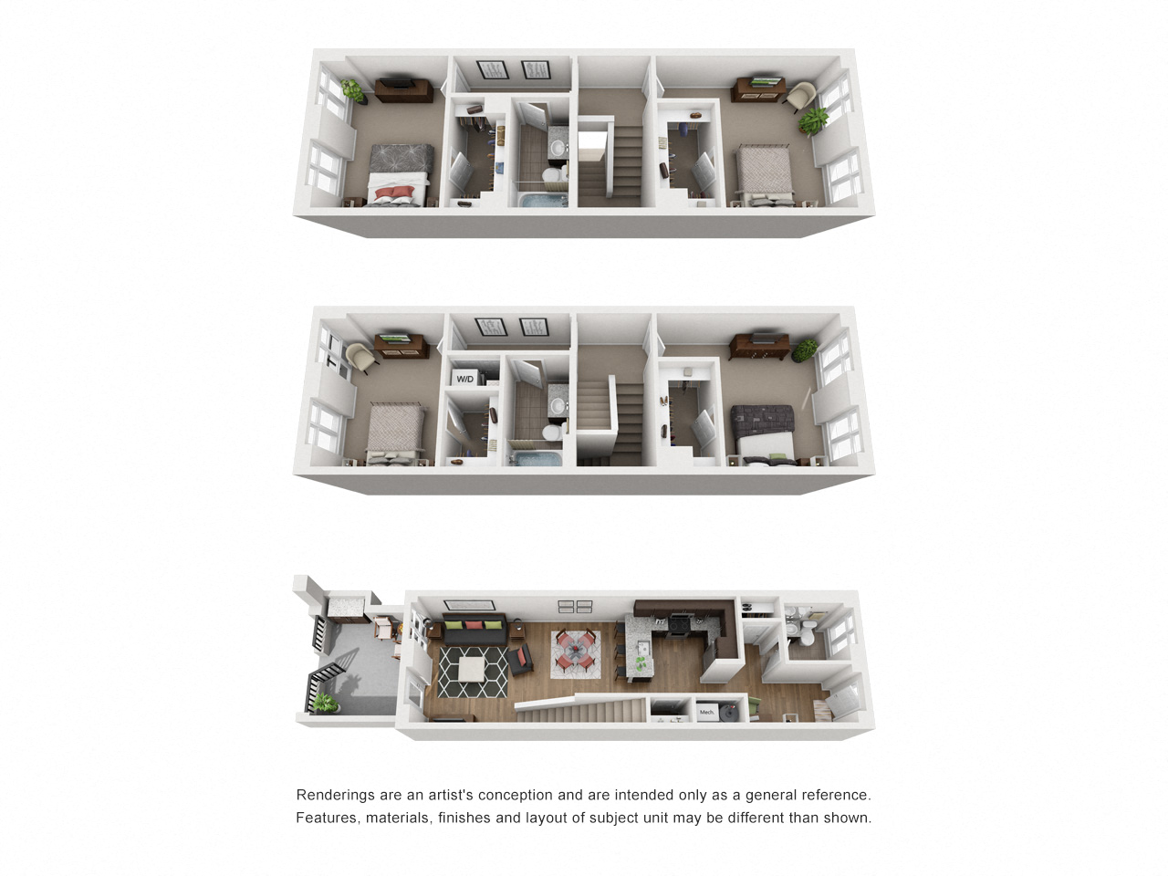 Floor plan for 4 beds, 2.5 baths, 2050 sqft